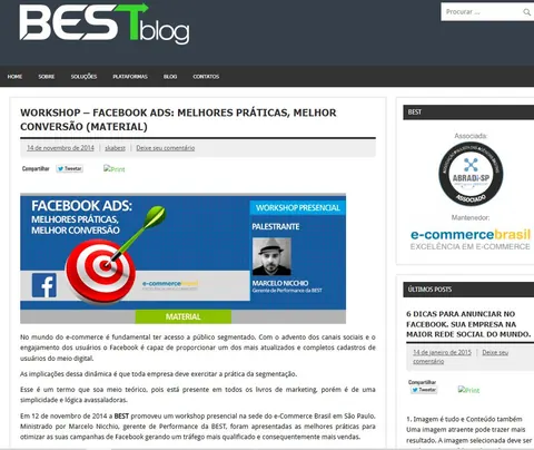 BEST Blog — November 14, 2014 post about the ‘Facebook Ads: Melhores Práticas, Melhor Conversão’ workshop held on November 12, 2014 at E-Commerce Brasil.