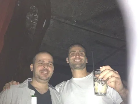 Marcelo Nicchio and Natan Sztamfater at Nicchio's birthday, 2012.