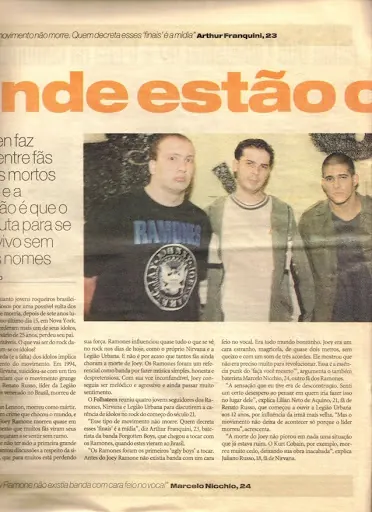 Folhateen — first page of the ‘Órfãos do Rock’ article, scan 2.