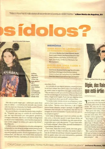 Folhateen — second page of the ‘Órfãos do Rock’ article.