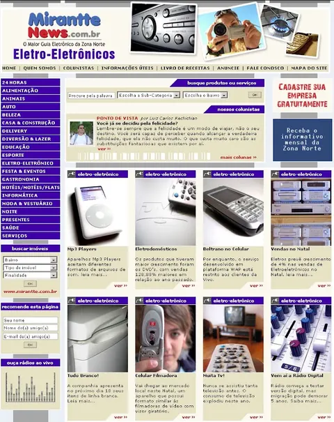 Mirantte News Electronics category page.