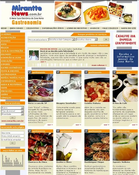 Another Mirantte News Gastronomy category screen.
