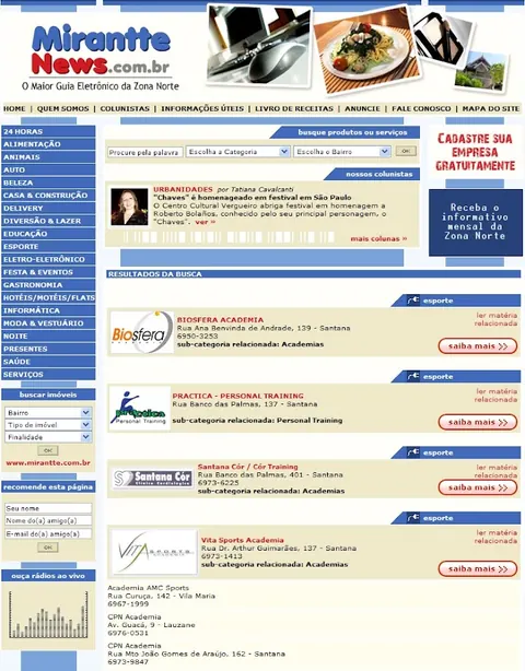 Mirantte News search results page.