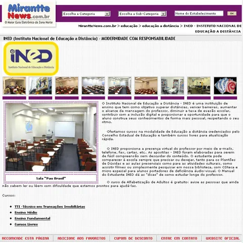 Example of an advertiser hot-site on Mirantte News.