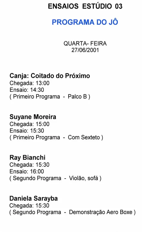 Coitado do Próximo on Programa do Jô, Rede Globo, 27 Jun. 2001 — photo 22.