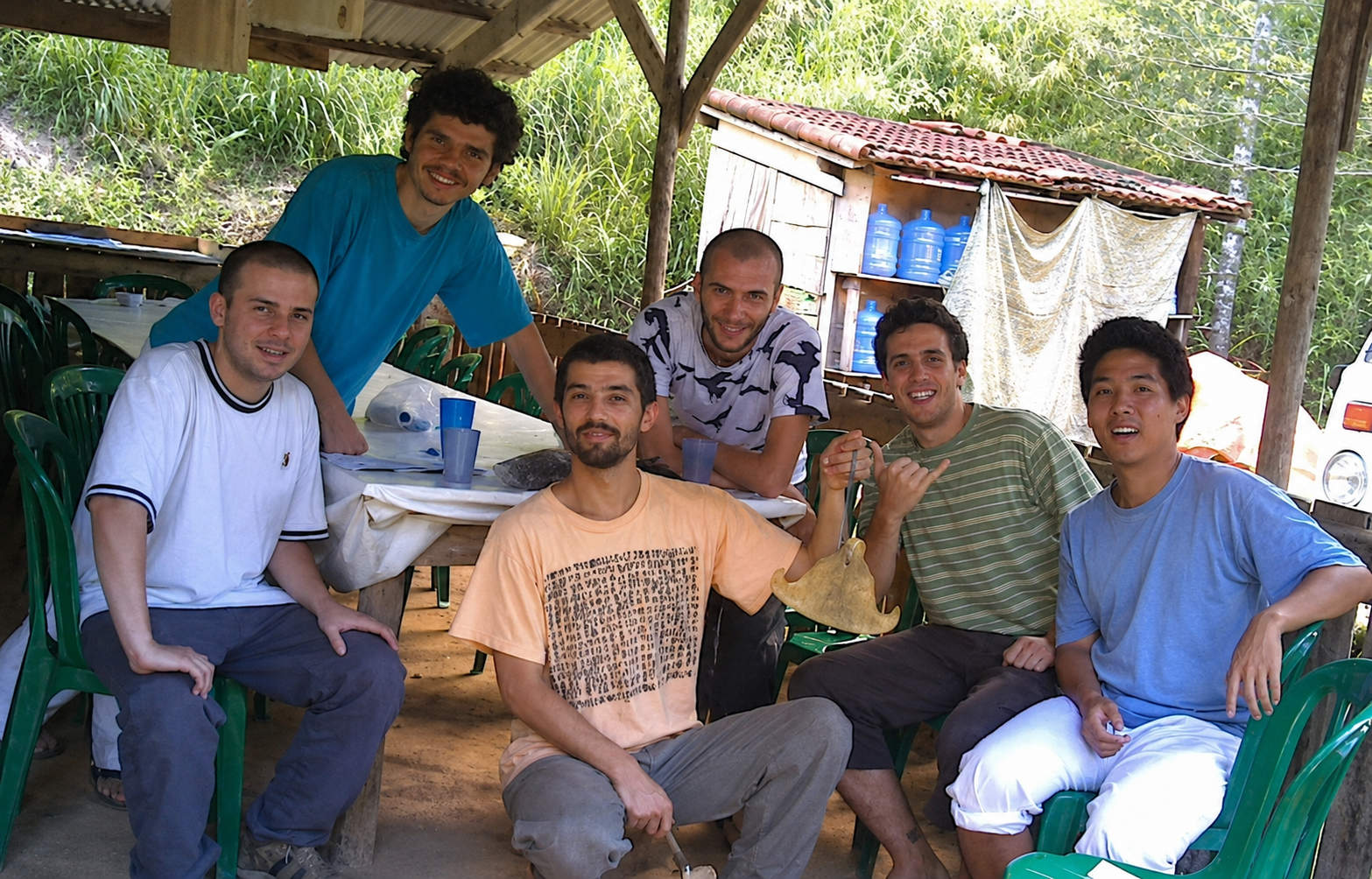 Marcelo Nicchio, at left, with other Vipassana retreat participants in Miguel Pereira, Rio de Janeiro, in January 2007.